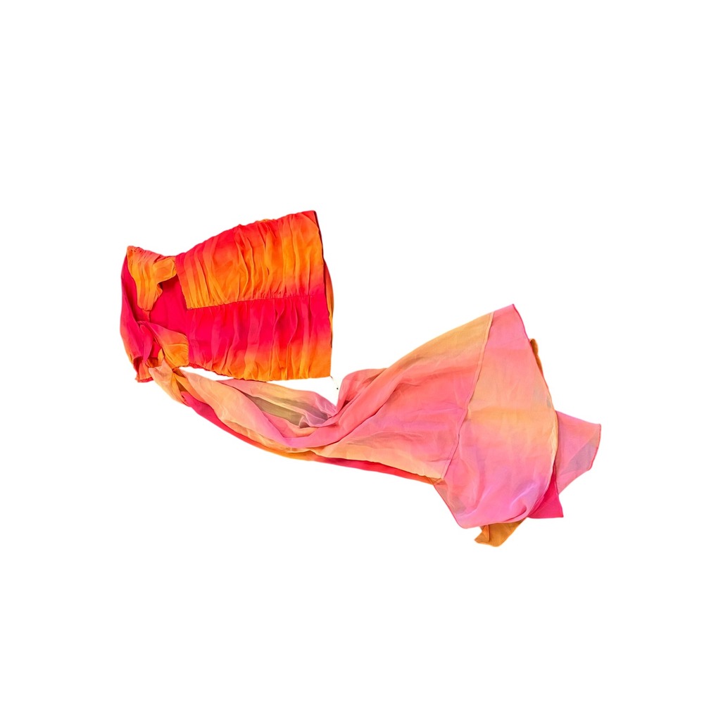 YAURA Folake Dress Ruched Mini-Dress with Cape in Sunset Print Size XS - Picture 5 of 6
